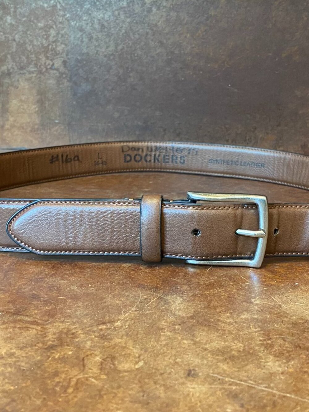Docker's Brown Vegan Leather Belt Large